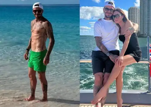 贝克汉姆侧颜太帅吹着海风自拍,47岁妻子身材完美,绝配夫妻
