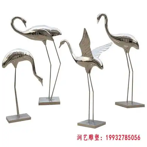 不锈钢铁艺仙鹤摆件三亚金属仙鹤雕塑
