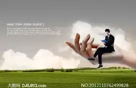 坐在手上面的人物创意psd分层素材
