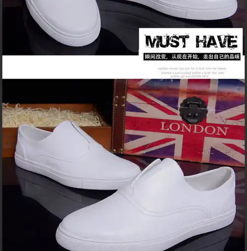小童马高档男鞋乐福鞋男真皮白色时尚休闲鞋低帮懒人鞋6689
