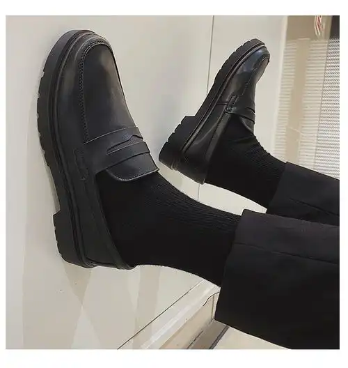 一脚蹬春秋新款英伦复古小皮鞋ins港风休闲乐福鞋男士潮牌豆豆鞋
