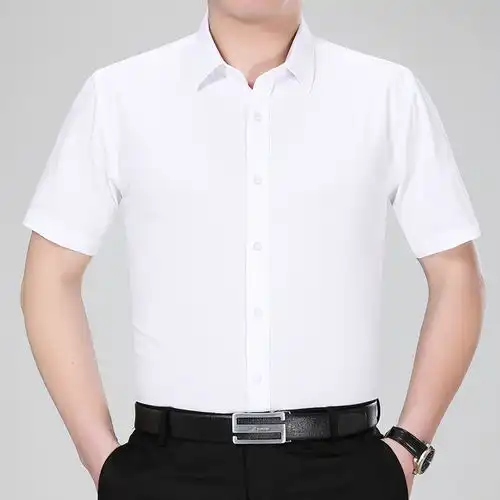 雅戈尔桑蚕丝短袖衬衫男士商务休闲白衬衣免烫抗皱夏季新款上衣男

