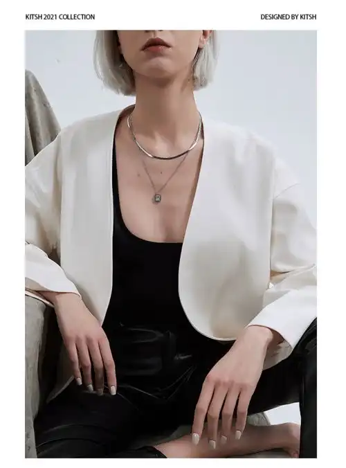 kitsh双层项链女叠戴ins毛衣链毛衣长款冷淡风甜酷高级感蛇骨链潮淘宝网饰品blingbling
