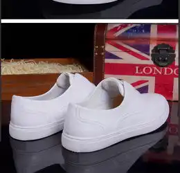 小童马高档男鞋乐福鞋男真皮白色时尚休闲鞋低帮懒人鞋6689
