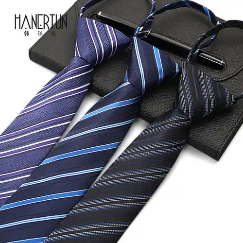 色潮6cm窄版懒人拉链领带男韩版商务西装休闲职业易拉得学生黑灰
