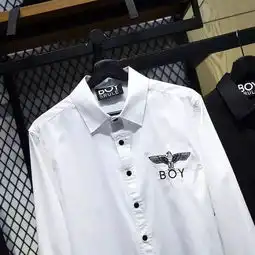 18春款潮牌鼻祖英国老鹰男士高端绸缎刺绣衬衫
