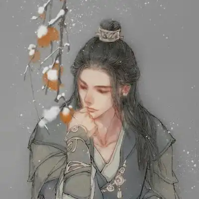 唐崎夜雨手绘插画古风男头
