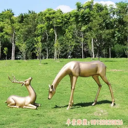 抽象铜鹿雕塑深圳黄铜雕塑鹿价格
