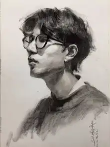 传奇绘画课堂回顾第二四九集朱传奇教你画戴眼镜的韩范男青年四分之三侧素描头像
