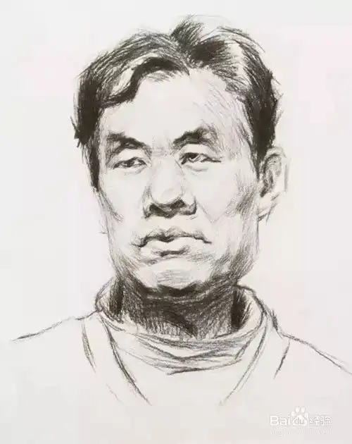 素描头像学习之正面男中年作画步骤详解

