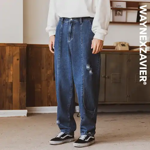 罗蒙男士休闲直筒牛仔长裤2024春季时尚百搭中青年长裤浅蓝34
