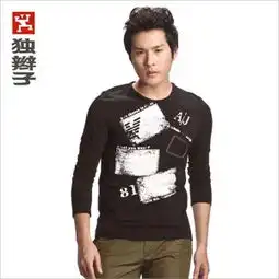 独辫子男士春装非主流t恤型男长袖圆领灰色黑色绿色d1a2012
