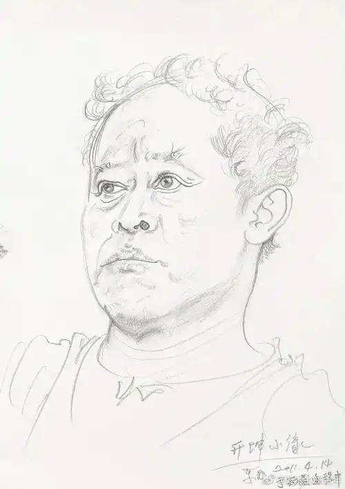 忻东旺线性素描头像
