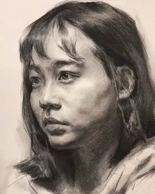 传奇绘画课堂回顾第二六八集朱传奇教你画中短发的四分之三侧女青年素描头像
