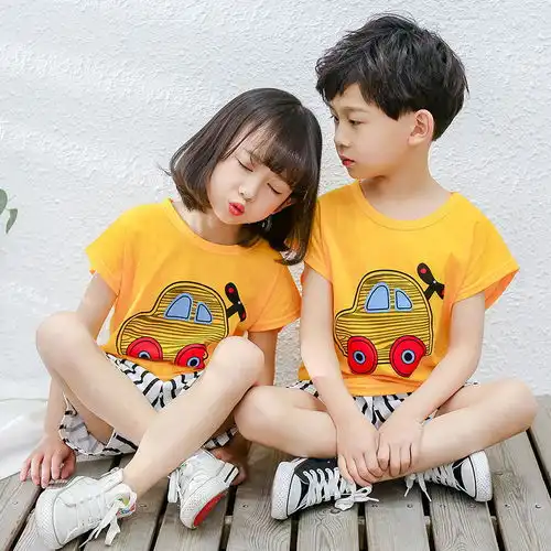 儿童短袖套装夏季112岁男女童纯棉空调服小宝宝家居服幼儿园班服
