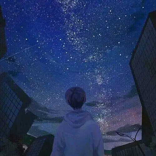 谁有星空背景的男生二次元动漫头像,一定要发给我,谢谢
