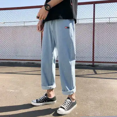 大码男士牛仔裤宽松直筒裤2020新款春季港风男生长裤子k996p40
