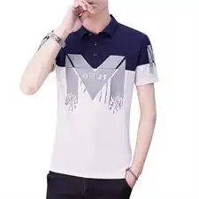 新款夏季潮流男装衬衫领polo衫短袖t恤男翻领半袖潮t37p55
