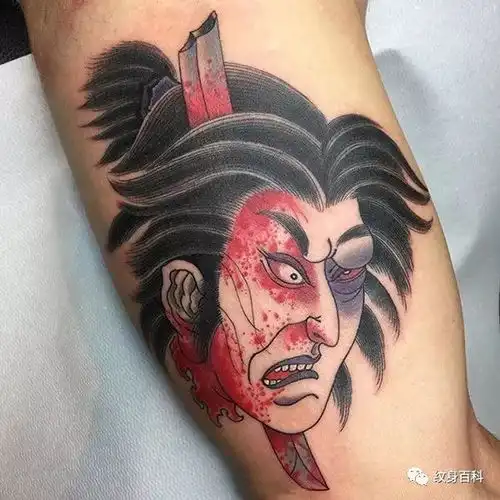 日式风格的人物头像纹身
