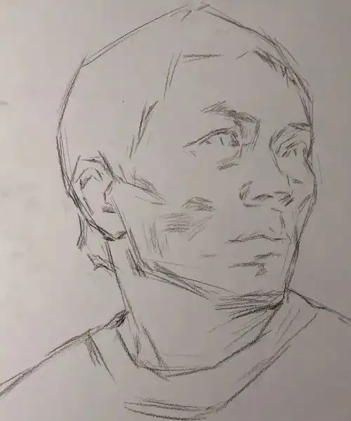 传奇绘画课堂回顾第二六二集朱传奇教你画男老年素描头像以及表现黑白灰的对比与张力
