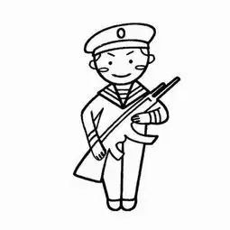 国防简笔画一定要有军人
