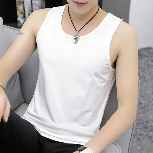 2件莫代尔黑背心男潮流夏季坎肩健身篮球运动冰丝紧身吊带汗衫
