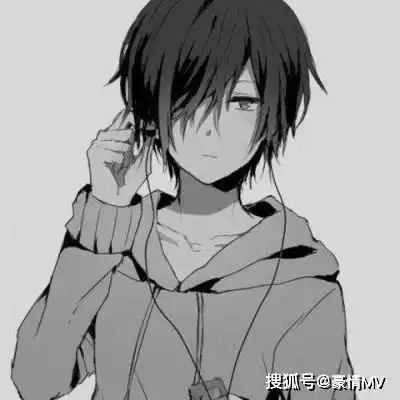 黑白动漫男生头像2021二次元男生黑白头像图片
