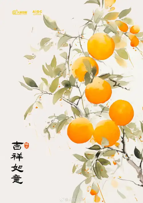 ai画出了中国风的硕果累累
