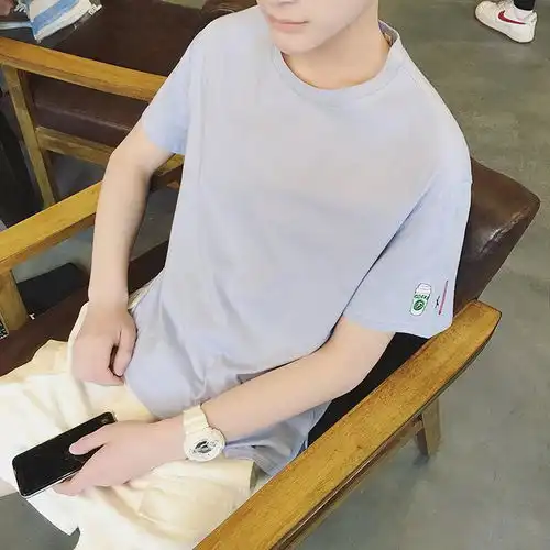 春夏季男士短袖t恤男韩版修身情侣体恤青年潮流学生ins超火的衣服
