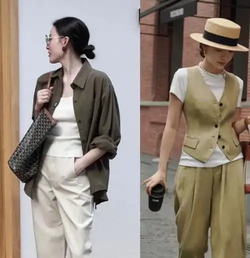 三木博主亲身示范一条卡其裤,搭出n种风格特时髦洋气
