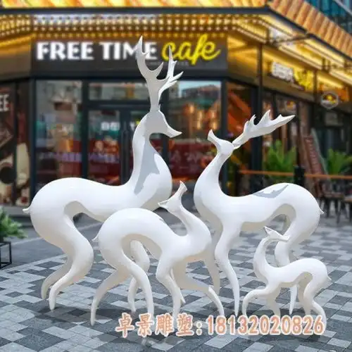 户外玻璃钢鹿雕塑随州树脂鹿雕塑图片
