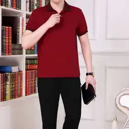 中年男士运动服大码爸爸装中老年运动套装男夏季短袖长裤休闲套装
