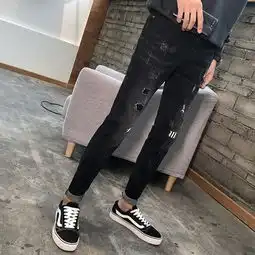 2018秋冬港风男士牛仔裤韩版修身小脚潮流裤qt1002u1822p60
