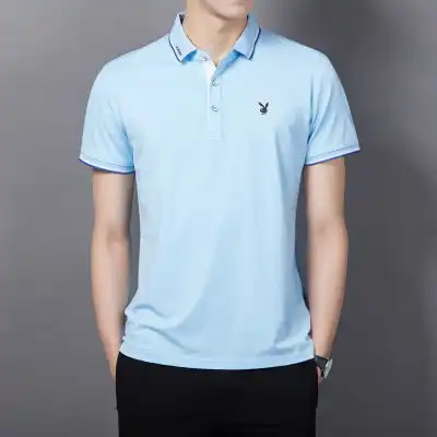 花花公子夏季男士短袖t恤翻领新款有领polo衫半袖体恤男丅桖
