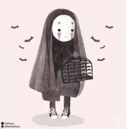 去年吓哭小盆友爆红的无脸男女孩今年造型又火了
