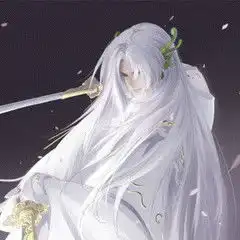古风白衣白发拿剑男人
