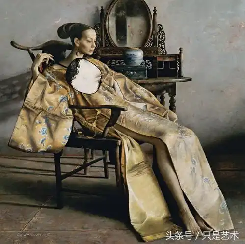 吕建军油画作品赏析白绫纱青丝发你眉目亦如画
