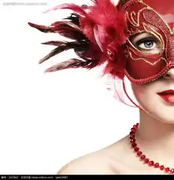 带红色面具的女人图片
