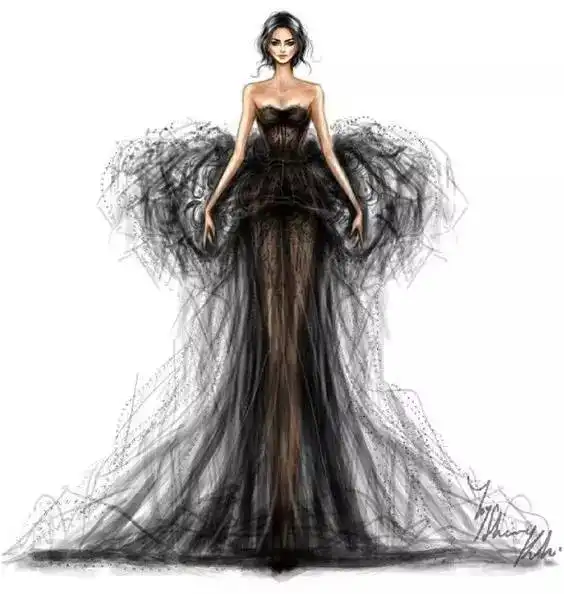 100张史上最美婚纱礼服手绘时装画你会画吗
