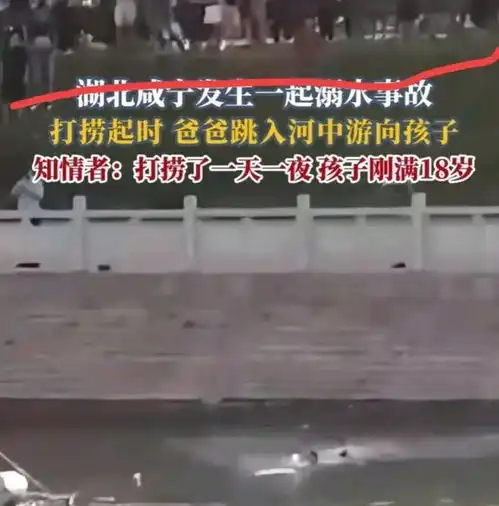 泪崩湖北咸宁18岁男孩溺水,打捞起来时父亲跳入河中游向孩子
