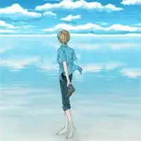 请问有没有这种一个动漫男生在海滩上的图片
