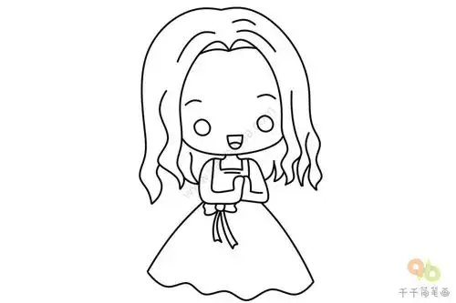 穿公主裙的小女孩简笔画
