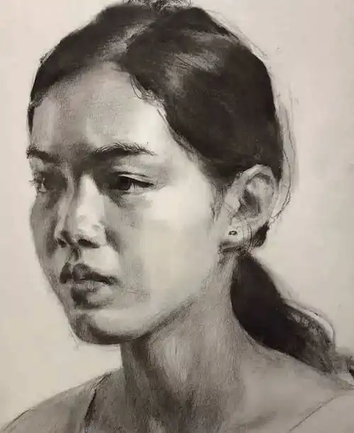 传奇绘画课堂回顾第二七三集朱传奇教你扎马尾辫的侧光女青年素描头像