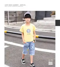 2019夏季新款男童印花套中大童个性字母短袖t牛仔裤两件套潮
