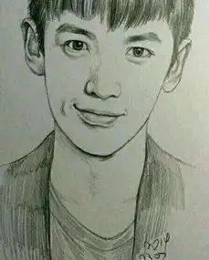 明星肖像素描手绘黑白柯震东
