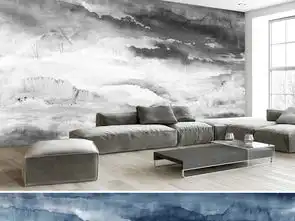 大理石纹水墨画梦里雪山油画风格背景墙
