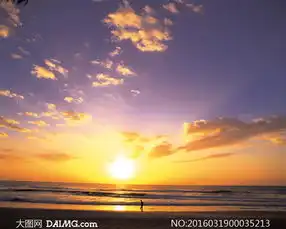 海边沙滩夕阳美景摄影图片