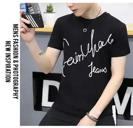 y.kay壹恺男士圆领印花短袖t恤男装韩版修身青少年百搭潮tee8001
