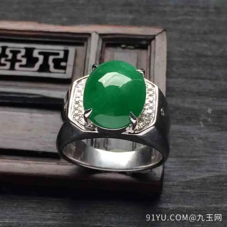 优质天然冰种翡翠男款戒面镶嵌戒指图片及价格大全京东男士珠宝
