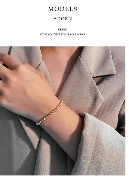 汤河店ot扣串珠手链女ins冷淡风925纯银简约复古小众百搭手饰
